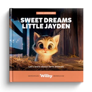 Personalized Children's Book, Farm Animals Bed Time Story, Personalised Gift For Kids, Customized Baby Birthday Present, Custom Cat Cover