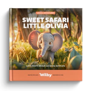 Personalized Children's Book, Safari Savanna Animals, Personalised Gift For Kids, Customized Birthday Present, Custom Elephant Cover Edition