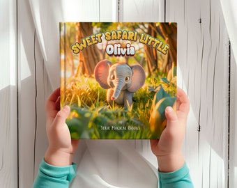 Personalisiertes Safari-Abenteuerbuch für Kinder, personalisiertes Savannentiere-Reim- und Fakten-Geschenk für Kinder, individuelles Geburtstagsgeschenk