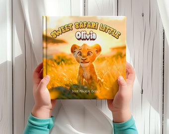 Personalisiertes Safari-Abenteuer-Buch für Kinder, personalisierte Savanna-Tierreime und Fakten-Kindergeschenk, maßgeschneidertes Geburtstagsgeschenk