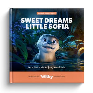 Personalized Children's Book, Jungle Animal Bed Time Story, Personalised Gift For Kids, Customized Baby Birthday Present Custom Otter Cover