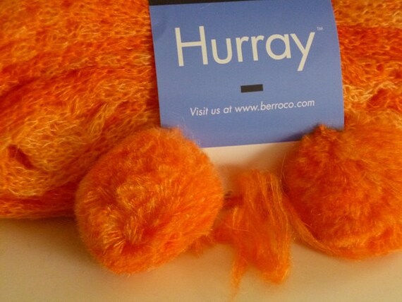 Orange Mohair Blend Yarn 1 Hank 8605 Berroco HURRAY Yellow