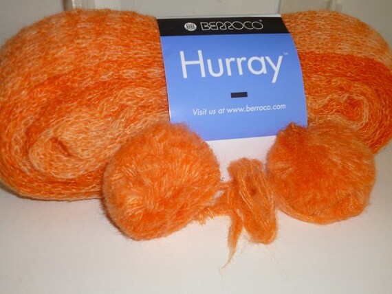 Orange Mohair Blend Yarn 1 Hank 8605 Berroco HURRAY Yellow