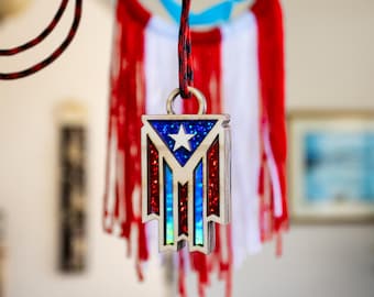 Puerto Rico flag ornament. Puerto Rico flag pendant.