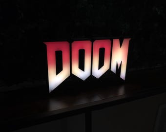 DOOM light/Sign with Animated Fire Effect lighting