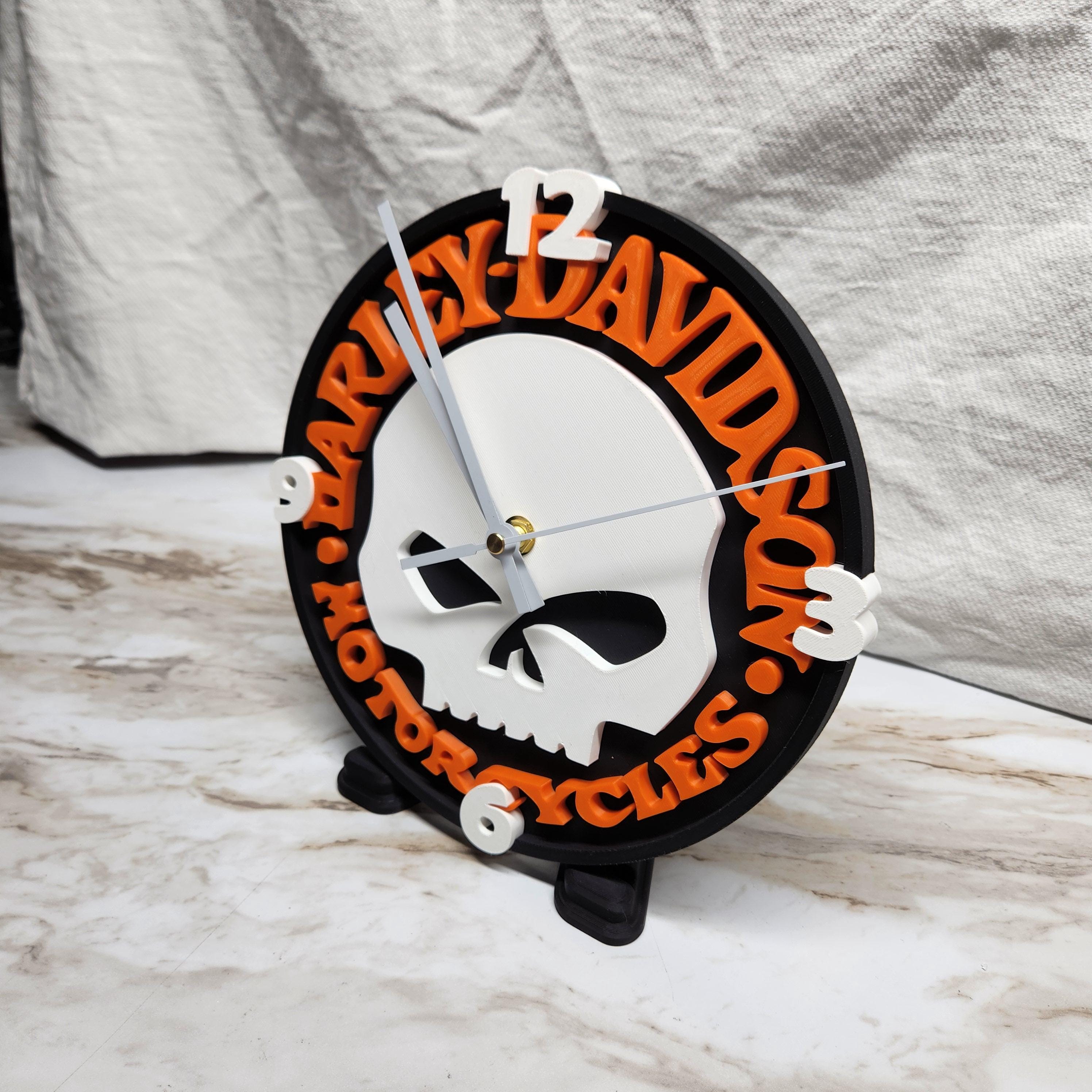 Harley Davidson Skull Uhr: 3D Gedrucktes Biker-Dekor - Main Image