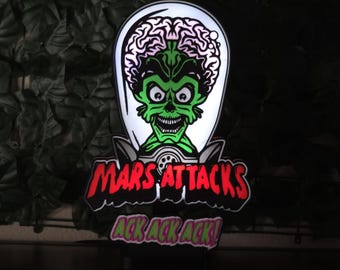 Mars Attacks! LED Light Box | Retro Sci-Fi Alien Decor