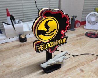 Raptor Pen Sign with Resonating Chamber Base - Jurassic Park