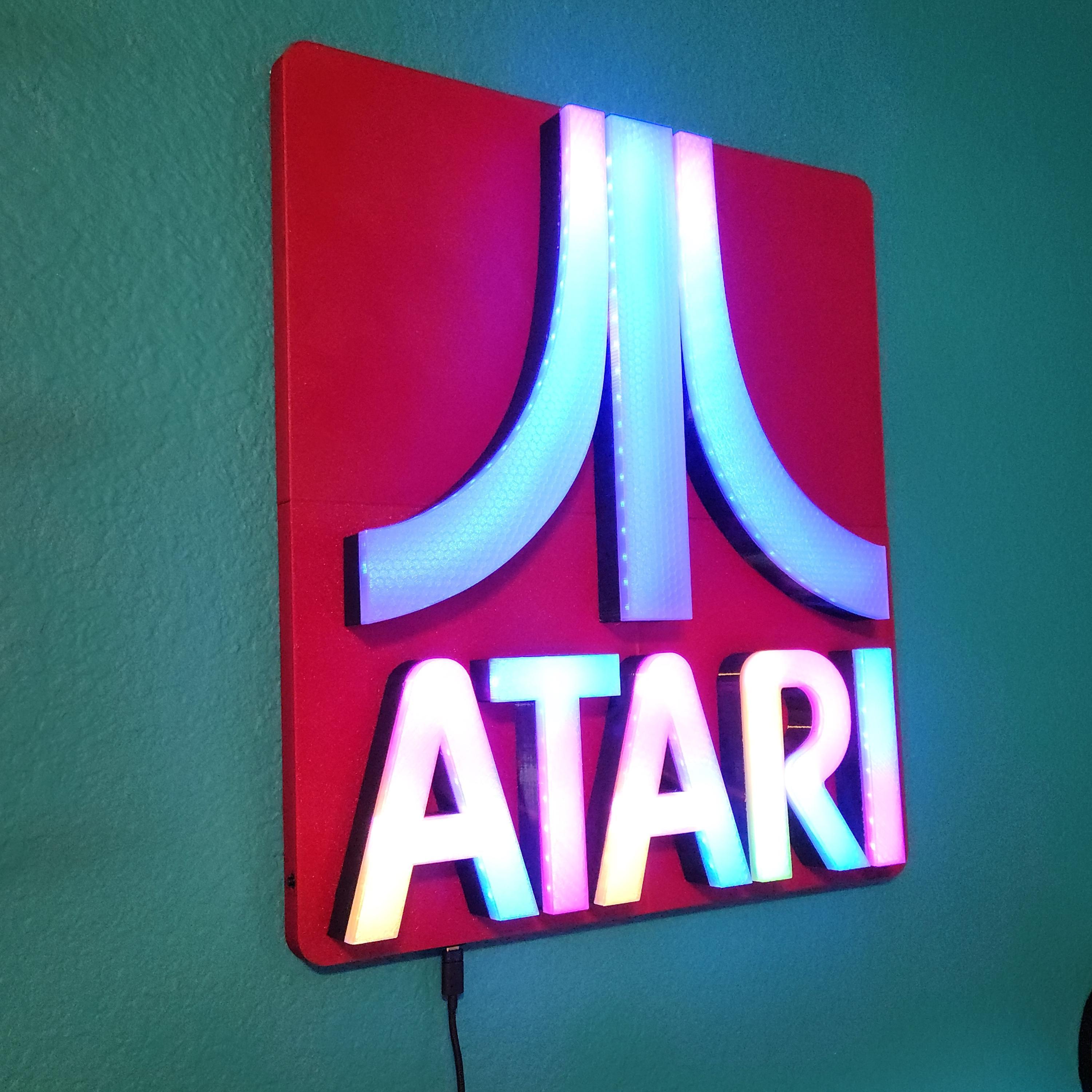 Custom Atari LED Light Sign – Upgraded WLED ESP32 Programmable Lightbox ...