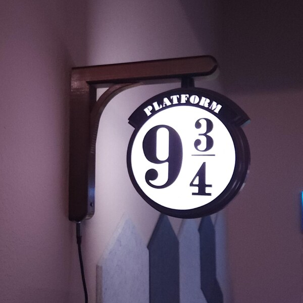 Letrero de pared con luz de Harry Potter Andén 9 3-4 - Luz nocturna LED de Harry Potter para fans y decoración de habitaciones