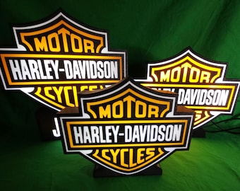 Veilleuse Harley-Davidson Lightbox | Enseigne décorative pour moto avec éclairage LED | Cadeau motard et décoration homme des cavernes