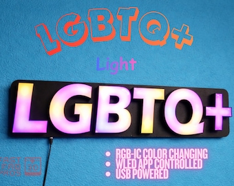 LGBTQ+ (Horizontal) Pride LED Light – RGB Rainbow Wall Decor