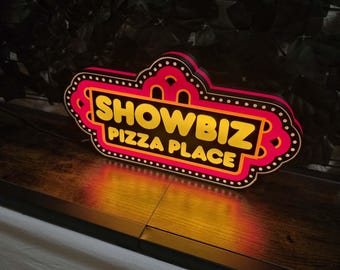 ShowBiz Pizza Place LED Lightbox | Retro Arcade Sign | Nostalgic Game Room Decor