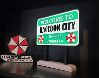 Bienvenido a Raccoon City Light/letrero
