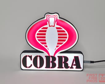 G.I. Joe Cobra LED Light Sign – Cobra Logo Desk Light, USB Powered Wall or Shelf Display, Retro Collectible Decor