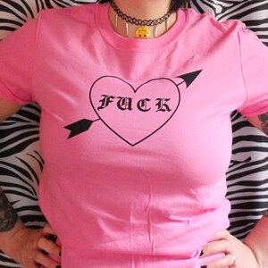 F*ck Cupid Tee / Unisex Punk Goth T-shirt in Pink