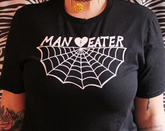 Man Eater Spider Web Tee / Unisex Punk Goth T-shirt