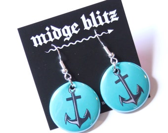 Anchor Earrings in Sea