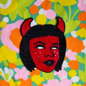 Devil Grrrl Iron-on Embroidered Patch / Goth Occult Patch image 2