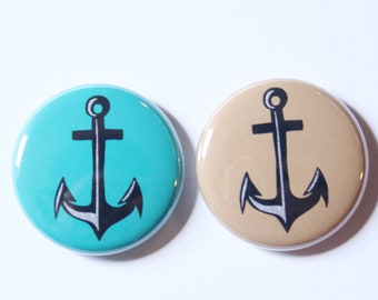 Anchor One Inch Button in Sea or Sand