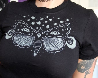 Glow in the Dark Death Moth T-shirt / Unisex Goth Witchy T-Shirt