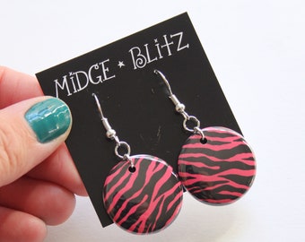 Zebra Print Earrings in Pink