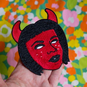 Devil Grrrl Iron-on Embroidered Patch / Goth Occult Patch image 3