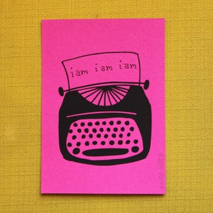 Siebdruck Sylvia Plath Schreibmaschine 13 x 17 Kunstdruck in Pink