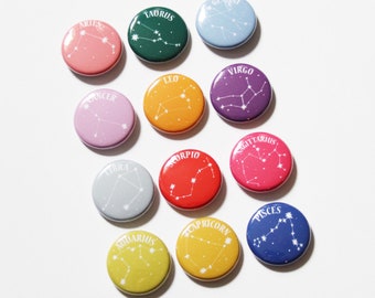 Colorful Zodiac Buttons / Pick Your Sign / Mix and Match