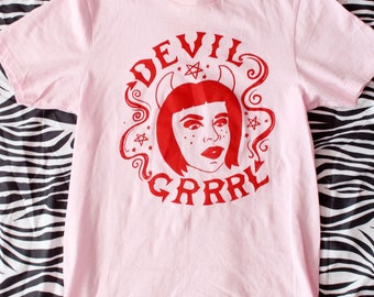 Devil Grrrl T-Shirt in Pink and Red