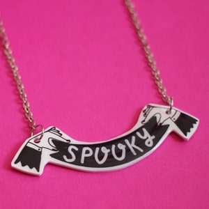 Spooky Banner Resin Coated Necklace image 3