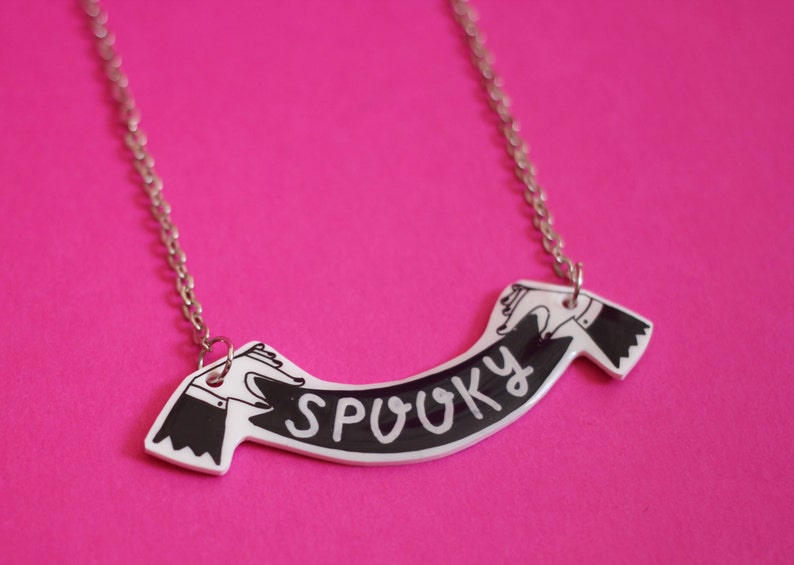 Spooky Banner Resin Coated Necklace image 3