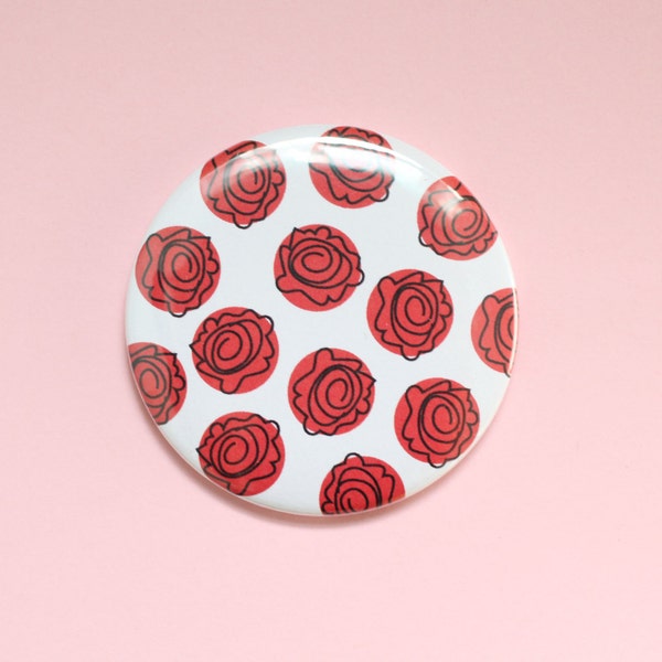 SALE Red Roses Pattern Pocket Mirror