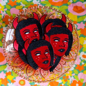 Devil Grrrl Iron-on Embroidered Patch / Goth Occult Patch image 4