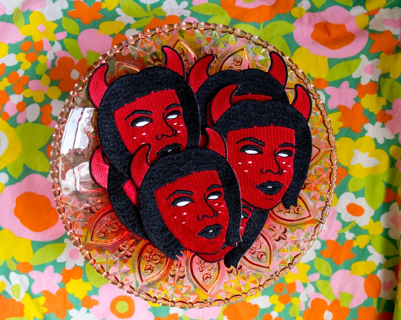 Devil Grrrl Iron-on Embroidered Patch / Goth Occult Patch image 4