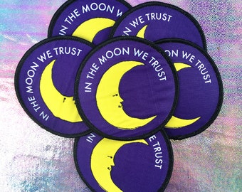 In the Moon We Trust Iron-on Woven Patch / Feminist Witch  Patch