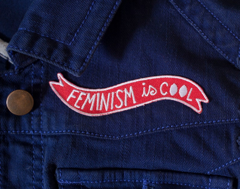 Feminism is Cool Iron-on Embroidered Patch / Riot Grrrl Feminist Patch image 1