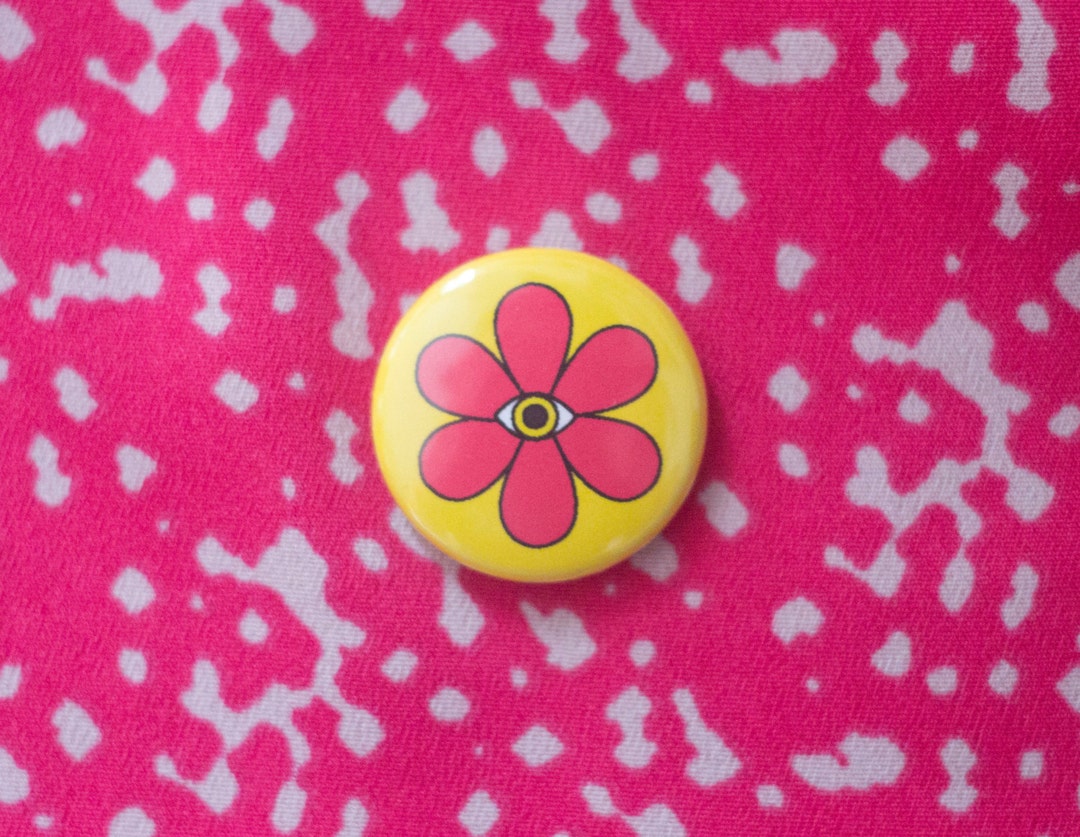 All Seeing Flower Power One Inch Button - Etsy