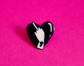 Lovely Middle Finger Brooch / Pin in Black / Feminist Riot Grrrl Pin