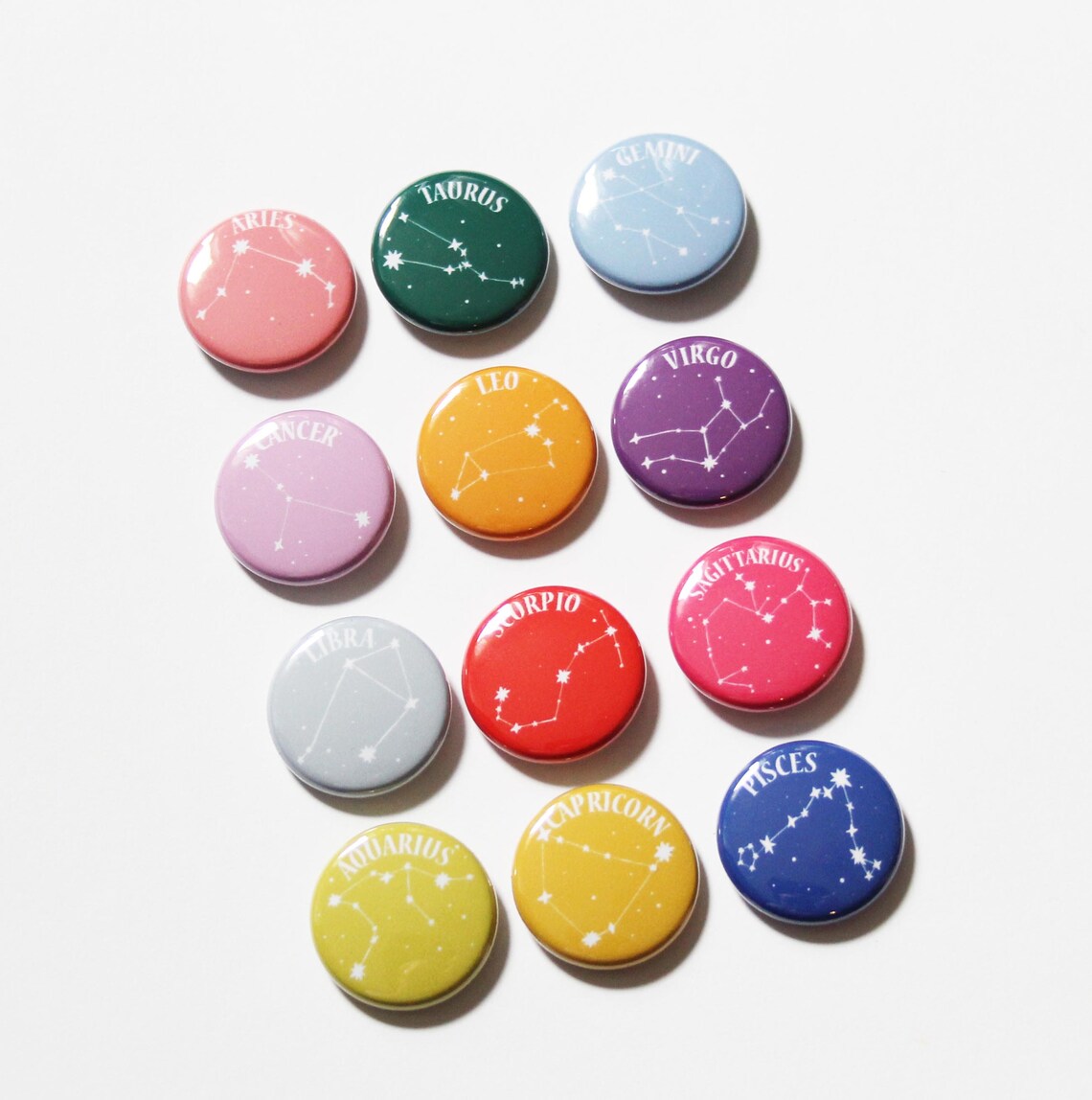 Colorful Zodiac Buttons / Pick Your Sign / Mix and Match Etsy