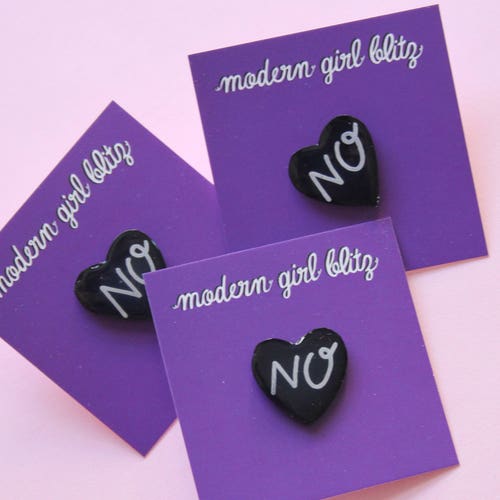 No Heart Mini Brooch / Pin / Feminist Riot Grrrl Pin