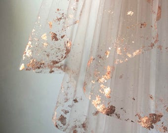 Ready to ship ROSE GOLD Metallic Flaked Bridal Veil - Hera by Cleo and Clementine