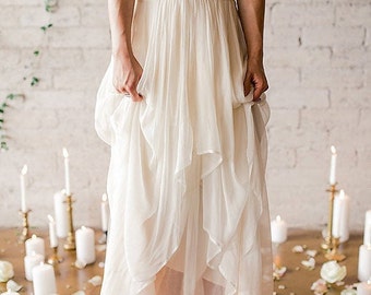 Silk Gauze Ombre Wedding Gown - The Clementine by Cleo and Clementine