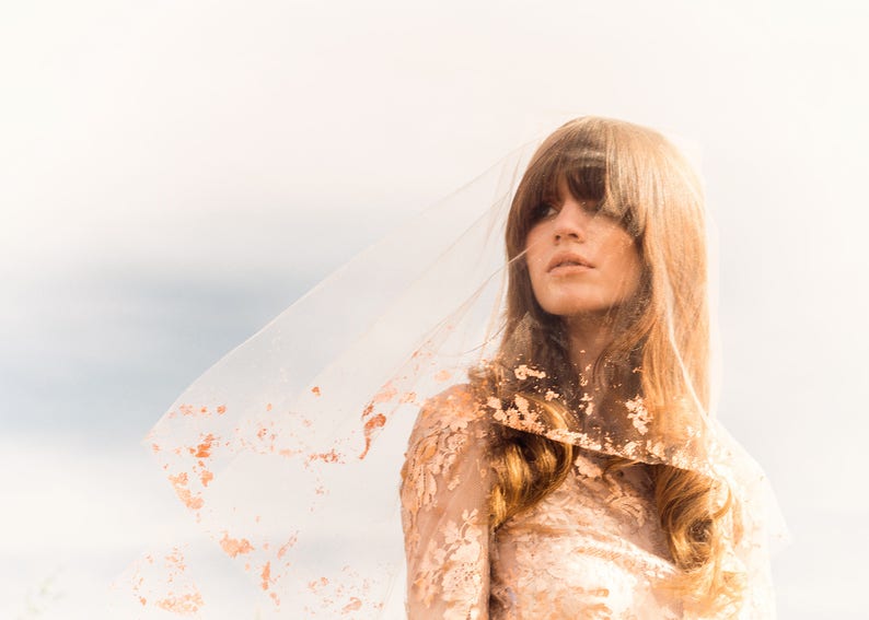 ROSE GOLD Metallic Flaked Bridal Veil Hera by Cleo and Clementine image 5