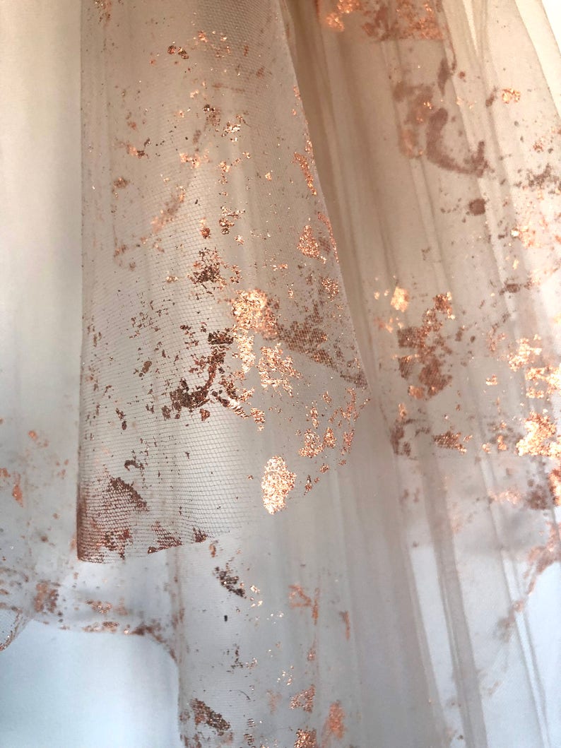 ROSE GOLD Metallic Flaked Bridal Veil Hera by Cleo and Clementine image 2