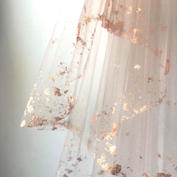 Velo da sposa metallizzato ORO ROSA con fiocchi - Hera di Cleo e Clementine