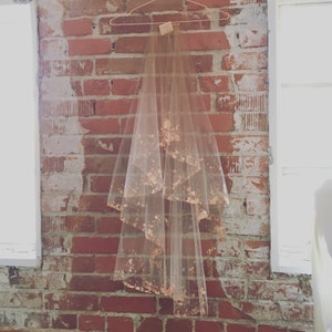 ROSE GOLD Metallic Flaked Bridal Veil Hera by Cleo and Clementine image 6