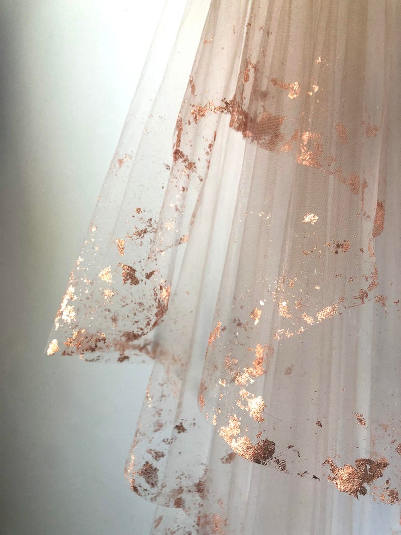 ROSE GOLD Metallic Flaked Bridal Veil Hera by Cleo and Clementine image 1