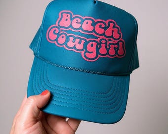Beach Cowgirl Trucker Hat: Trendy Snapback, Coastal Western Style