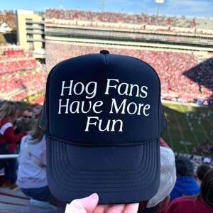 Arkansas Trucker Hat, Hog Fans Have More Fun, Hogs Cap, Pigs SnapBack, Turn That Damn JukeBox On, Football, Woo Pig, Razorbacks, WPS